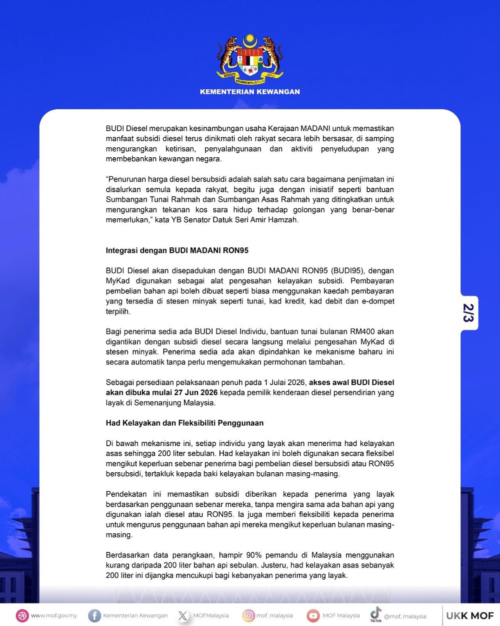 Image from: BUDI Diesel Diperluas, Pemilik Pikap Dan Jip Terima Tambahan Kuota 100 Liter