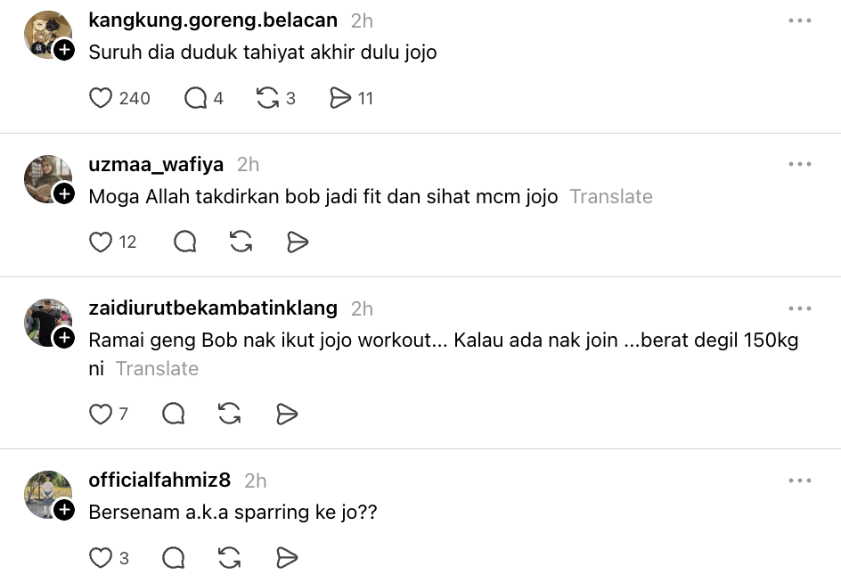 Image from: Bob T20 Ajak ‘Berdebat’ Di Podcast, Jojo Ghazali Setuju  -“Ikut Aku Bersenam Satu Kali”