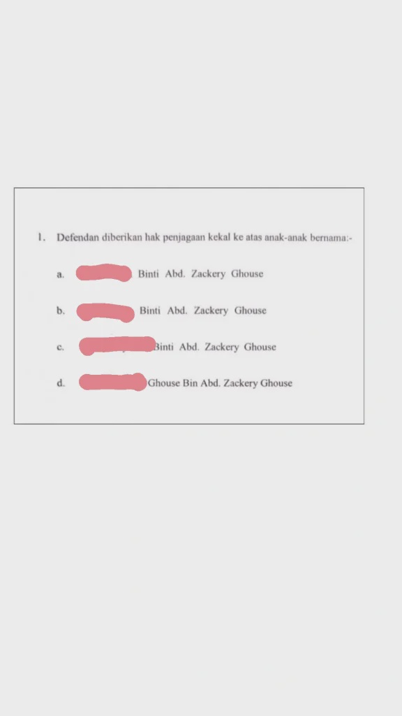 Image from: “Saya Nak ‘Clear’ Nama Saya” – Bekas Suami Zahnita Muat Naik Perintah Mahkamah Syariah, Dakwa Dapat Hak Penjagaan Penuh Anak
