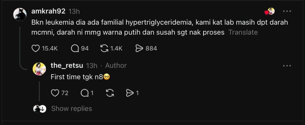 Image from: Netizen ‘Korek’ Sebab Darah Lagenda Mahsuri Berwarna Putih – “Kami Kat Lab Dapat Sampel Macam Ni, Susah Nak Proses”