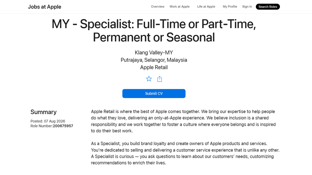 Image from: Apple Store Kedua Malaysia Bakal Dibuka Di Putrajaya? 22 Jawatan Kosong Cetus Spekulasi