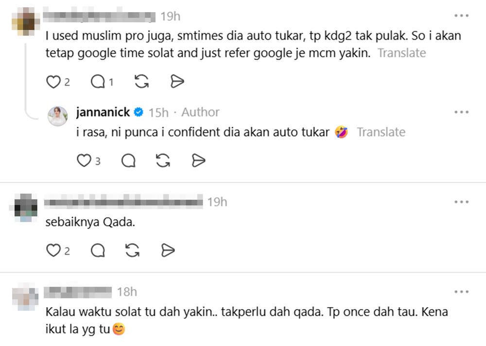 Janna Nick salah timing solat