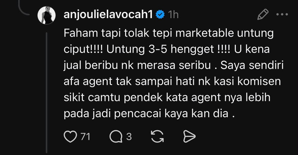 Image from: “Korang Jadi Pencacai Kayakan Dia” –  Individu Menyesal Jadi Ejen,  Zarina Anjoulie Persoal Kadar Komisen Produk Susu Pisang Milik Neelofa