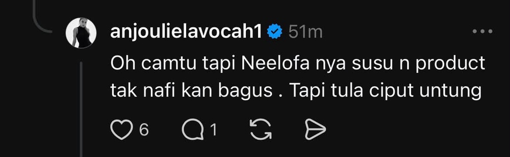 Image from: “Korang Jadi Pencacai Kayakan Dia” –  Individu Menyesal Jadi Ejen,  Zarina Anjoulie Persoal Kadar Komisen Produk Susu Pisang Milik Neelofa