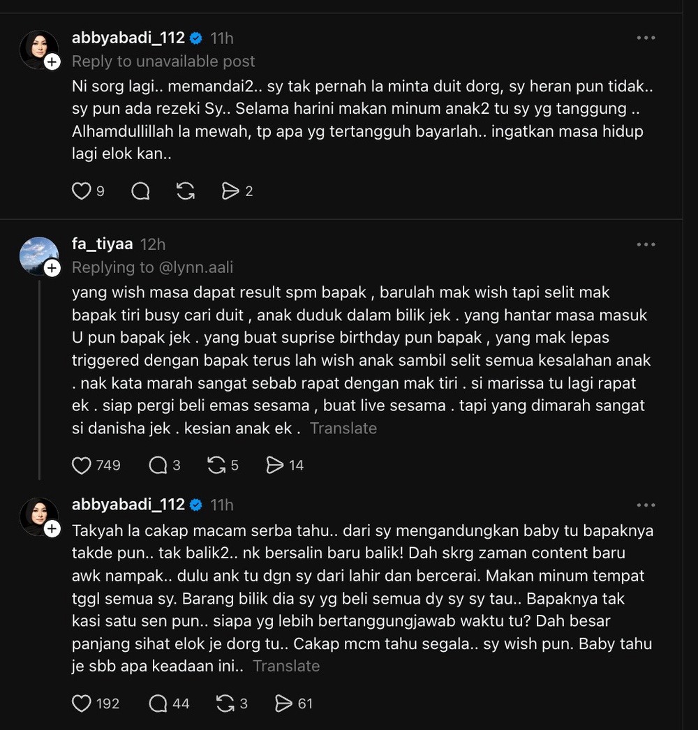 Image from: “Ibu Je Ke Kena Jaga Hati Anak? Anak? Bapaknya? Memandai-Mandai Netizen Ni..” – Warga Maya Tegur Abby Abadi Isu Ucapan Hari Lahir Anak Berbaur ‘Toksik’