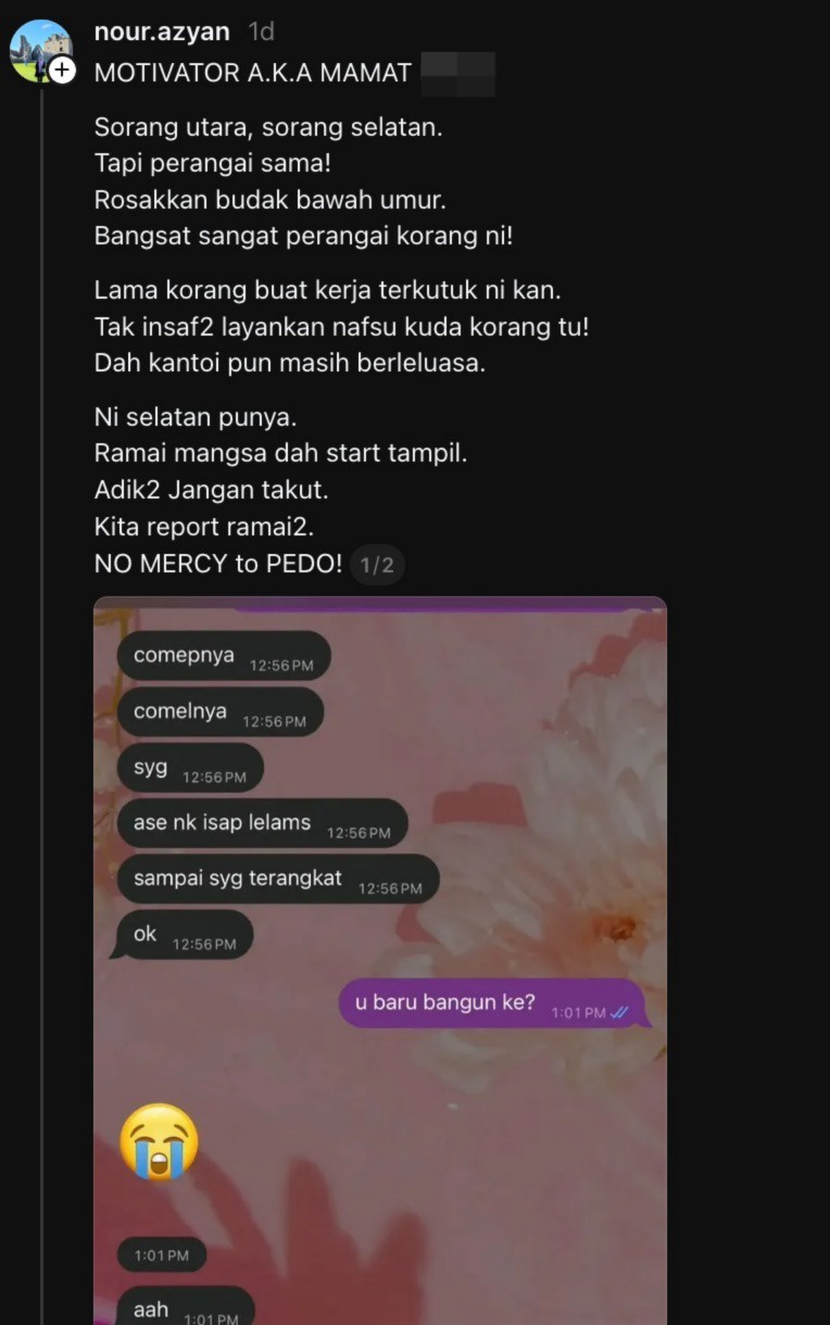 Image from: Penceramah Bebas Didakwa ‘Sentuh’ Pelajar Sekolah, Ramai Mangsa Tampil Dedah Bukti Perbuatan Keji – “Nak ** Lama-Lama Sampai Terangkat”