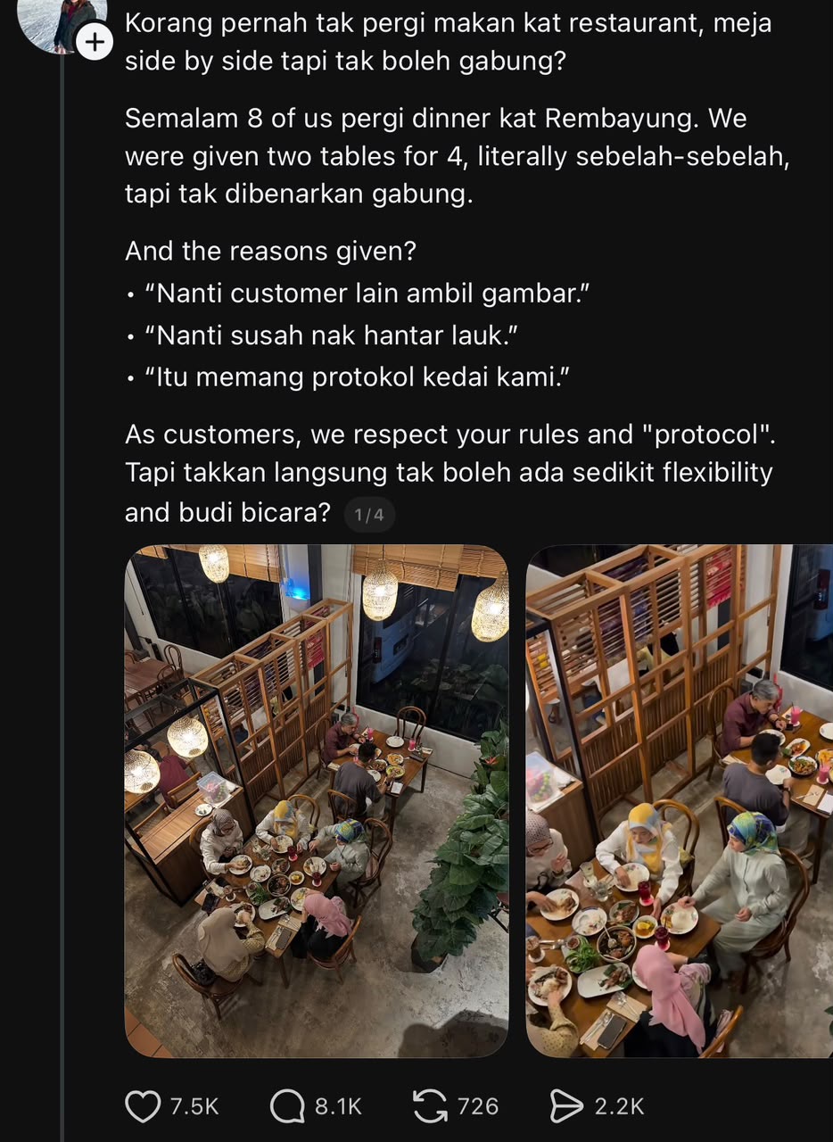 Image from: “Tak Boleh Ada Budi Bicara Ke, Kami Kecewa Sangat” – Individu Tak Puas Hati Tak Dibenarkan Gabung Meja, Khairul Aming Respon