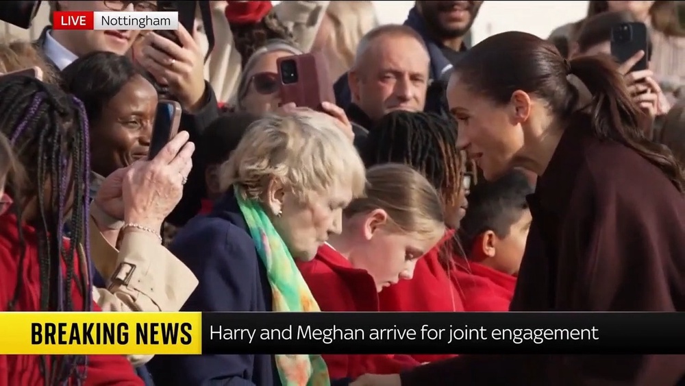 Image from: Harry and Meghan latest: Duchess says ‘it’s great to be back’ as couple make first joint visit since UK return