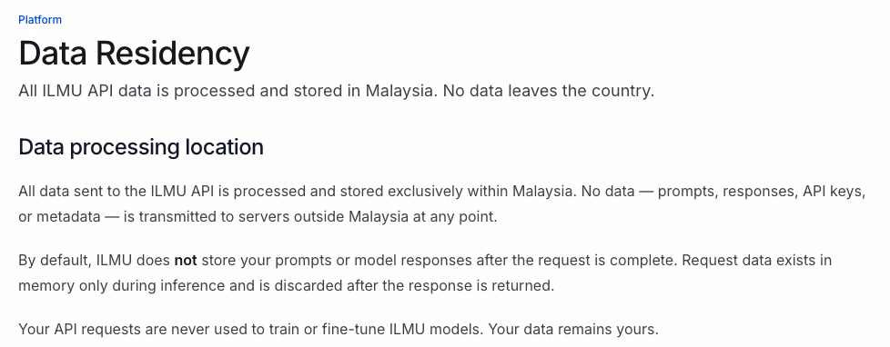 ILMU's data residency page