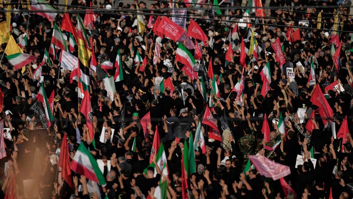 Image from: Iran-US war latest: Mourners gather as six-day funeral for former supreme leader Ali Khamenei starts in Tehran