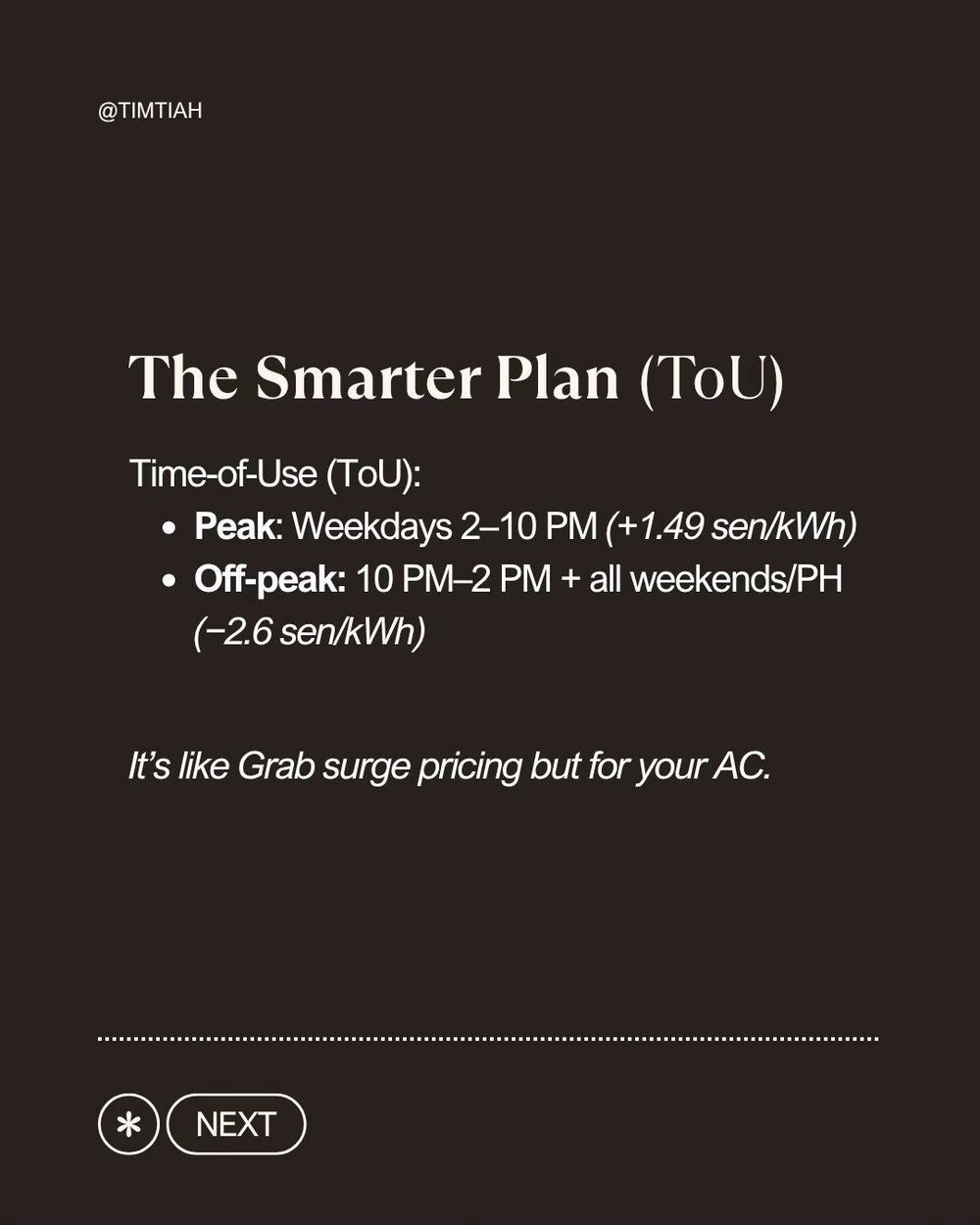 Image from: TNB actually charges different rates depending on what time you switch things on