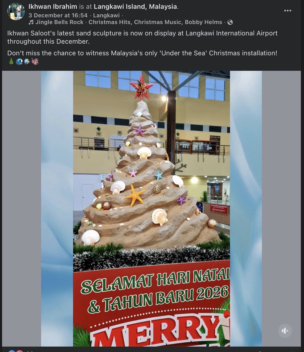 Image from: Langkawi Airport's 'unique' Christmas tree decoration ridiculed as Malaysians say it resembles a "pile of poop"