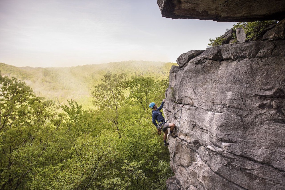 Rock climbing the New River Gorge