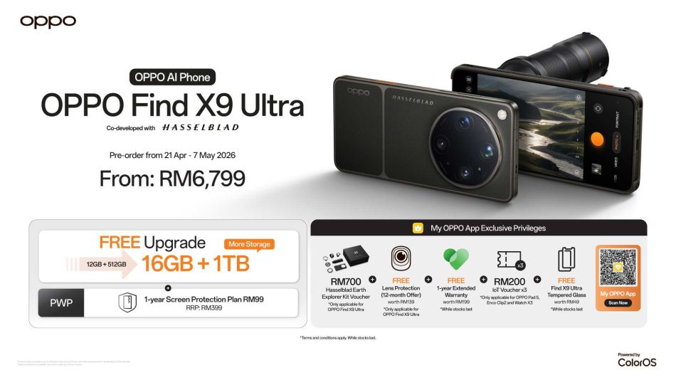 Image from: Oppo Find X9 Ultra Dengan Dwi-Kamera 200MP Hasselblad Dilancarkan – Harga Bermula RM6799