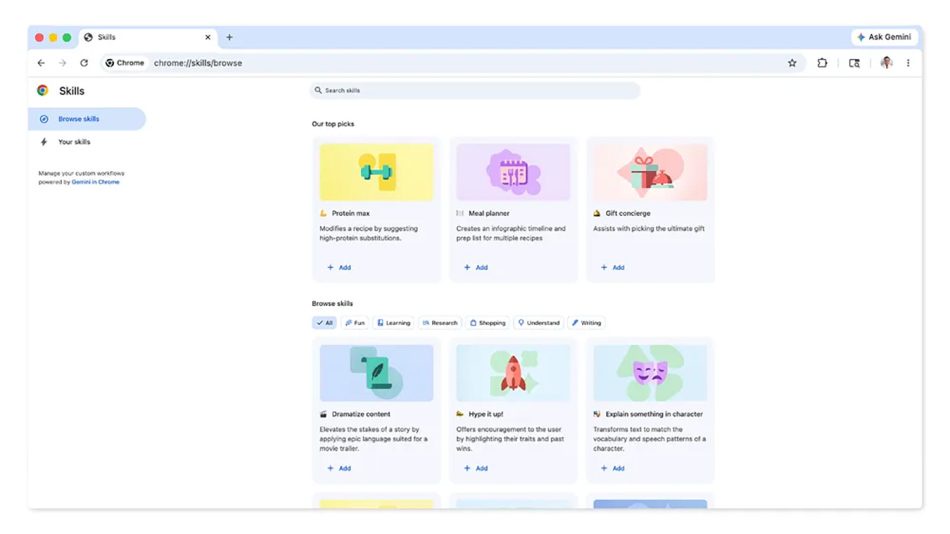 Image from: Chrome Skills Mengubah Prom AI Yang Kerap Digunakan Disimpan Menjadi Satu Klik Sahaja