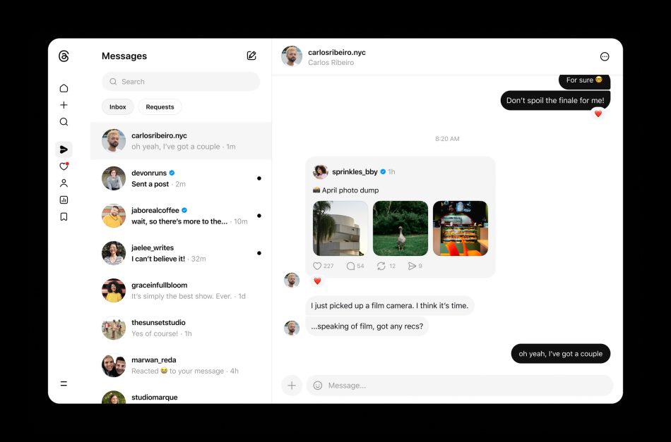 Image from: Threads Versi Web Kini Menyokong Fungsi DM