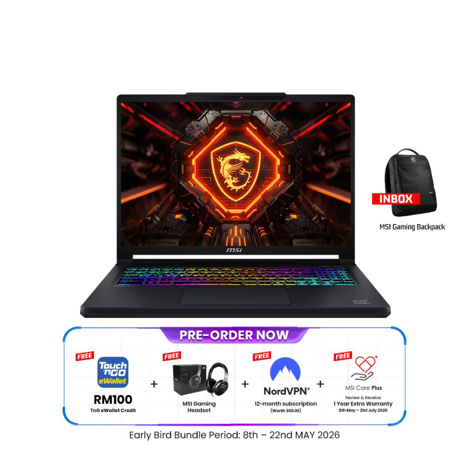Image from: MSI Membuka Pra-tempahan Komputer Riba Gaming Siri Raider Dan Crosshair Untuk Pasaran Tempatan
