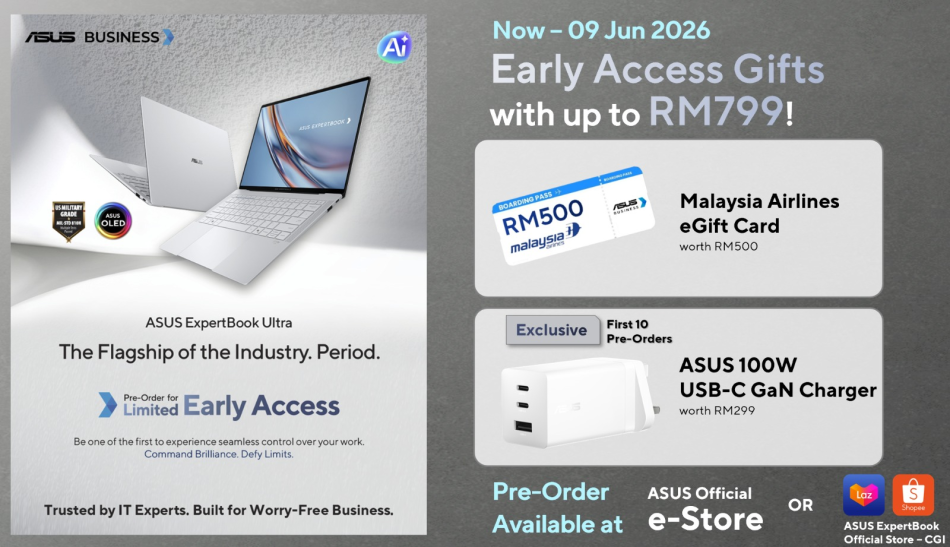Image from: Pra-tempahan ASUS ExpertBook Ultra Dikuasakan Intel Panther Lake Kini Dibuka Pada Harga Permulaan RM7999