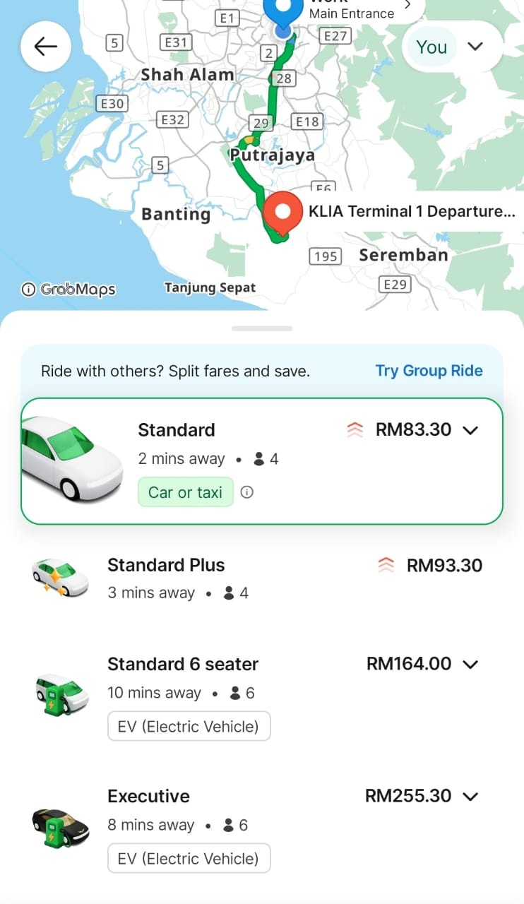 Image from: Grab Menghentikan Tambang Tetap RM65 Ke dan Dari KLIA Di Sekitar Lembah Klang