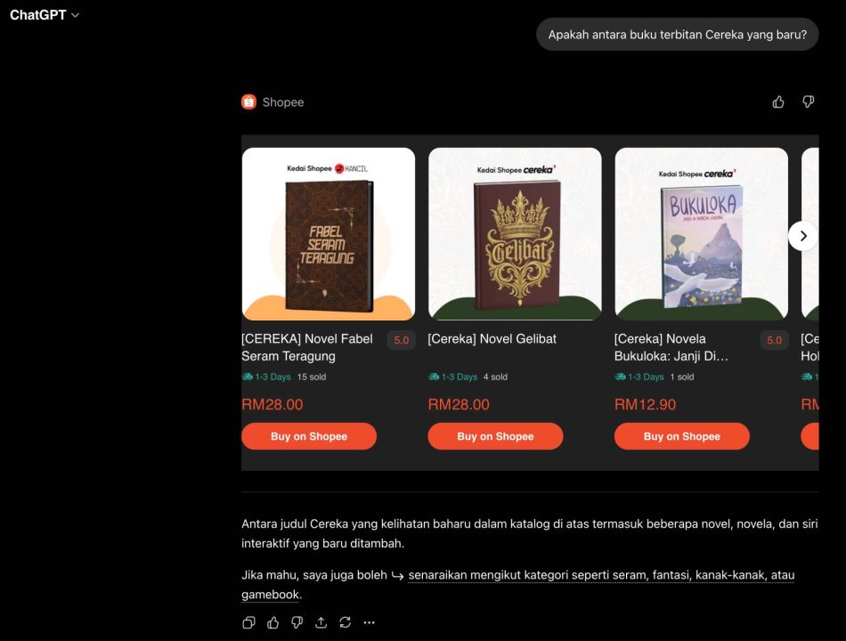 Image from: Kini Anda Boleh Mengakses Shopee Melalui ChatGPT