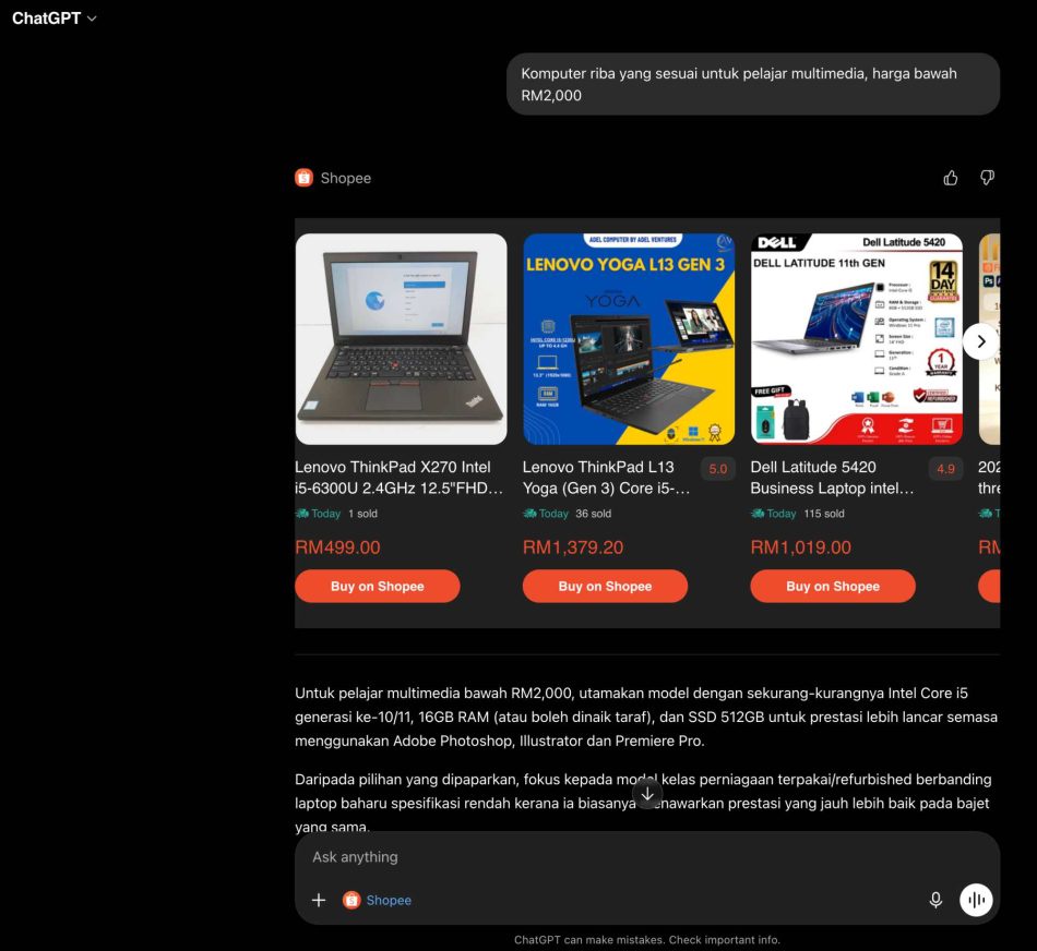 Image from: Kini Anda Boleh Mengakses Shopee Melalui ChatGPT