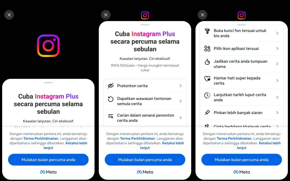 Image from: Instagram Plus Kini Boleh Dilanggan Di Malaysia Pada Harga RM4.50 Sebulan – Tawar Sejumlah Ciri Menarik Untuk Pengguna Tegar