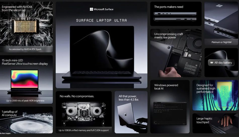 Image from: Microsoft Surface Laptop Ultra Diumumkan Dengan Skrin 15″ MiniLED dan NVIDIA RTX Spark