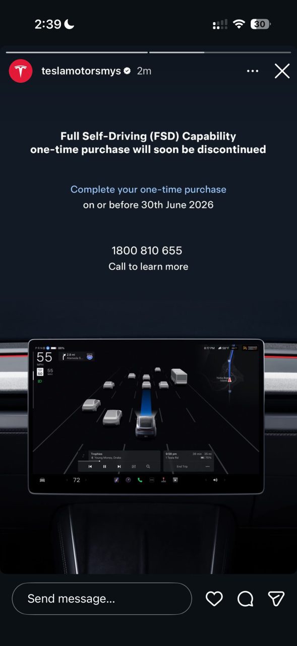 Image from: Tesla Menghentikan Pembelian Kekal FSD Di Malaysia Bermula 30 Jun