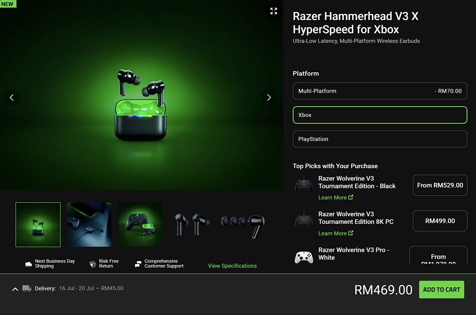 Image from: Razer Hammerhead V3 X HyperSpeed Edisi Xbox Dan PlayStation Diperkenalkan – Harga RM469