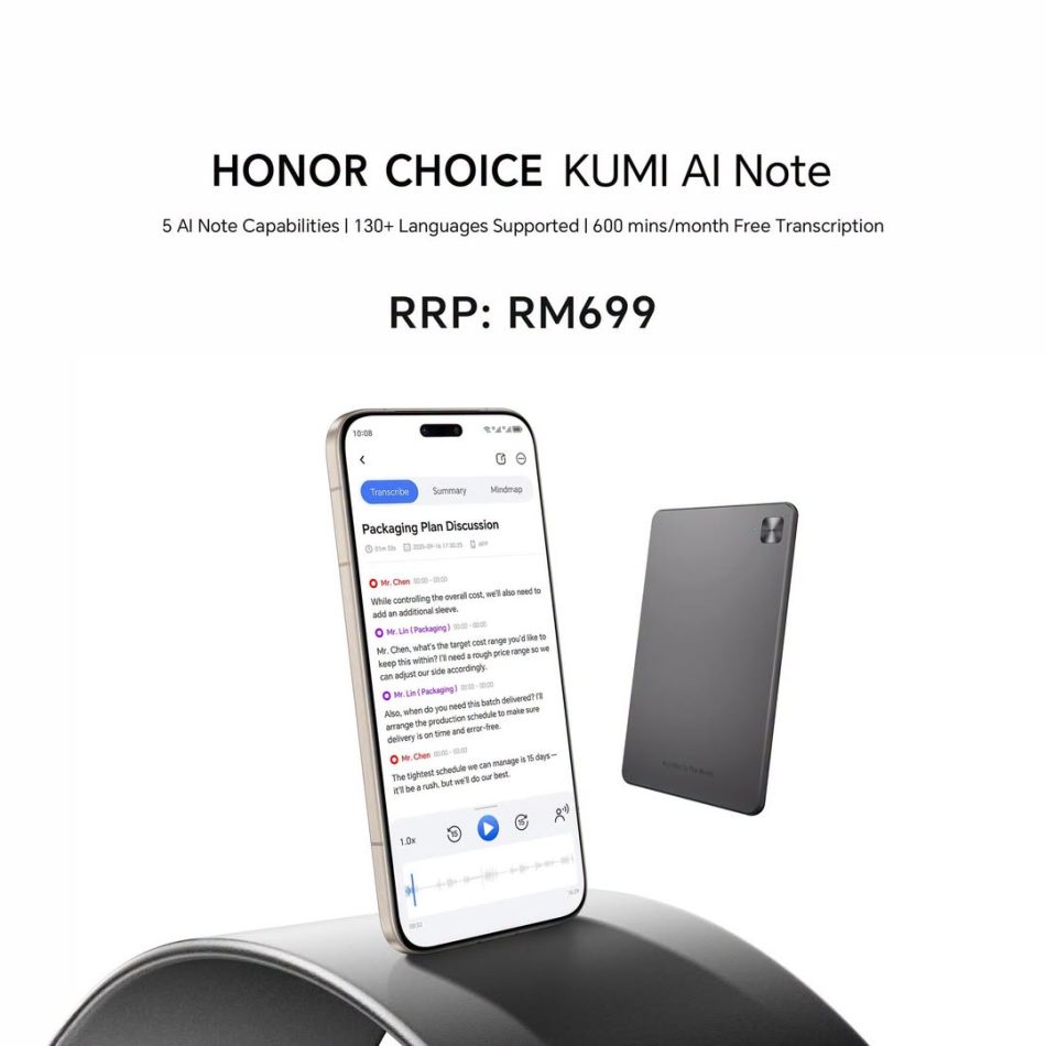 Image from: Perakam Audio Honor Choice Kumi Ai Note Dijual Di Malayia Pada Harga RM699