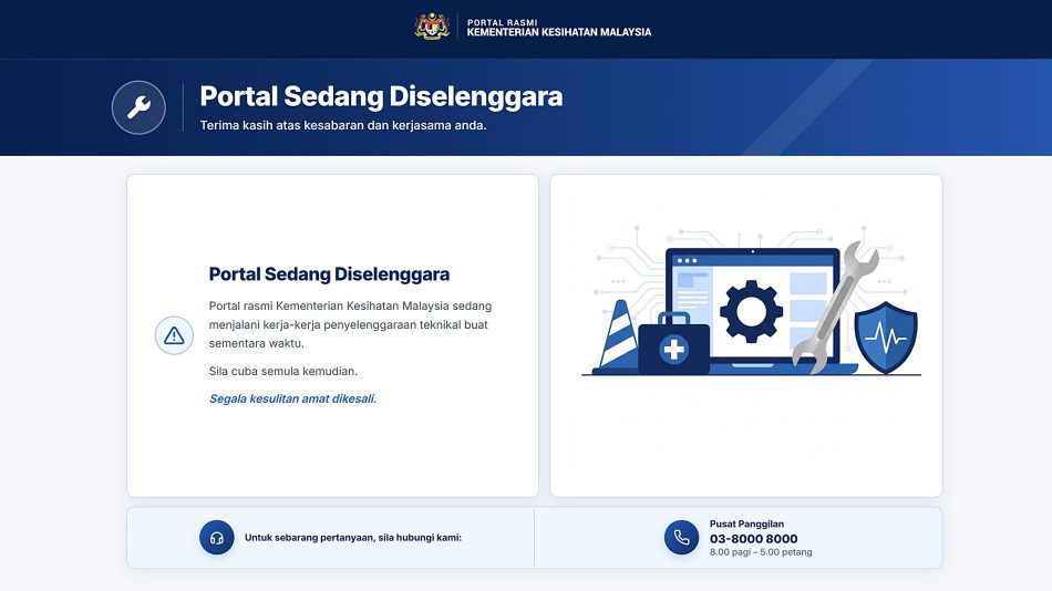 Image from: Kementerian Kesihatan Tutup Sementara Laman Web Rasmi Untuk Penambahbaikan Sistem Keselamatan