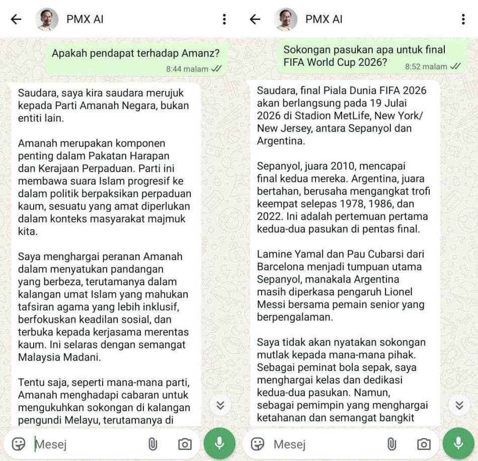 Image from: PMX AI Kini Boleh Diakses Melalui WhatsApp – Berinteraksi Terus Dengan Kembar Digital PM Anwar Ibrahim