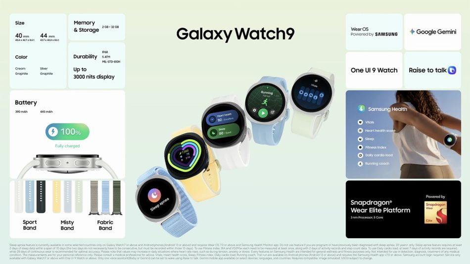 Image from: Samsung Galaxy Watch9 Dilancarkan Dengan Cip Snapdragon Wear Elite– Harga Bermula RM1499