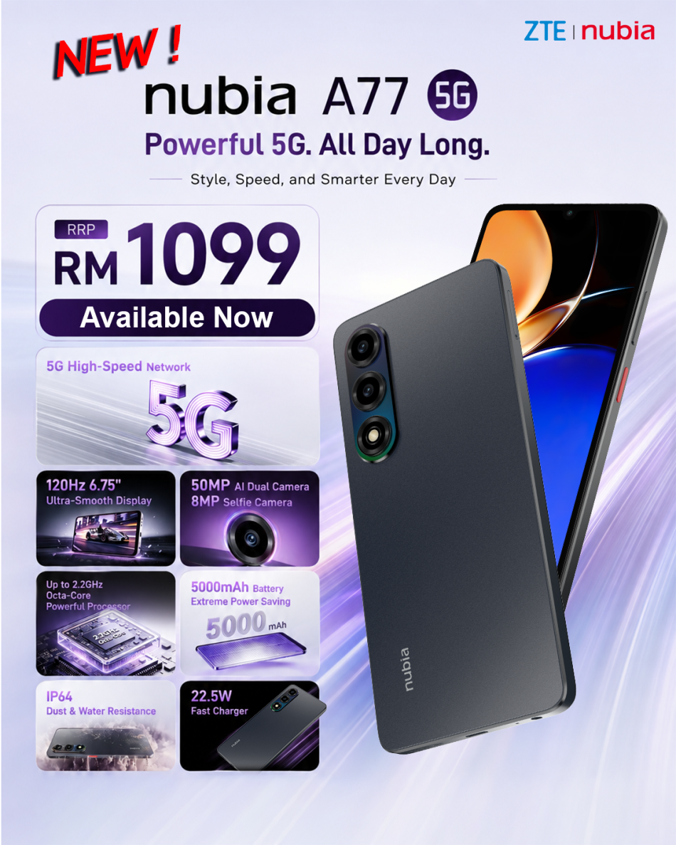 Image from: Nubia A77 5G Dijual Di Malaysia Pada Harga RM1099
