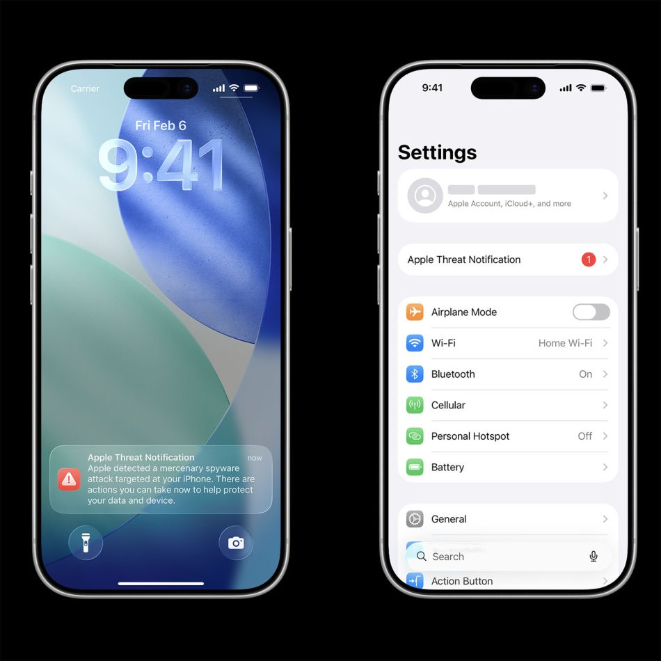Image from: iPhone Kini Memaparkan Notifikasi Amaran Sekiranya Diserang Perisian Intipan