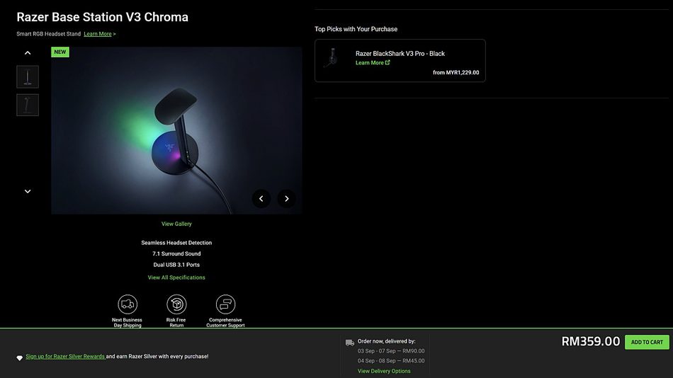 Image from: Razer Perkenalkan Base Station V3 Chroma Dengan Lampu RGB – Harga RM359