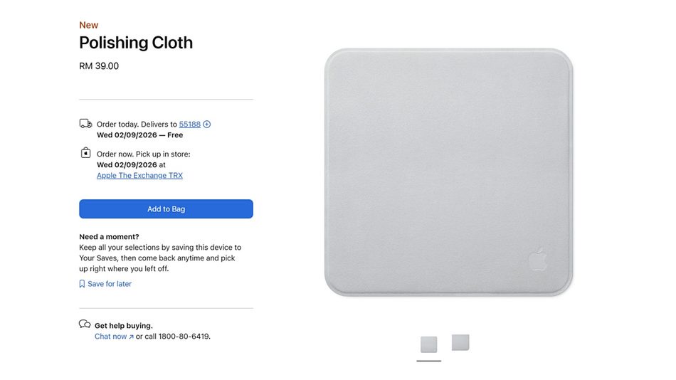 Image from: Apple Perkenalkan Kain Lap Baharu Dengan Harga RM39