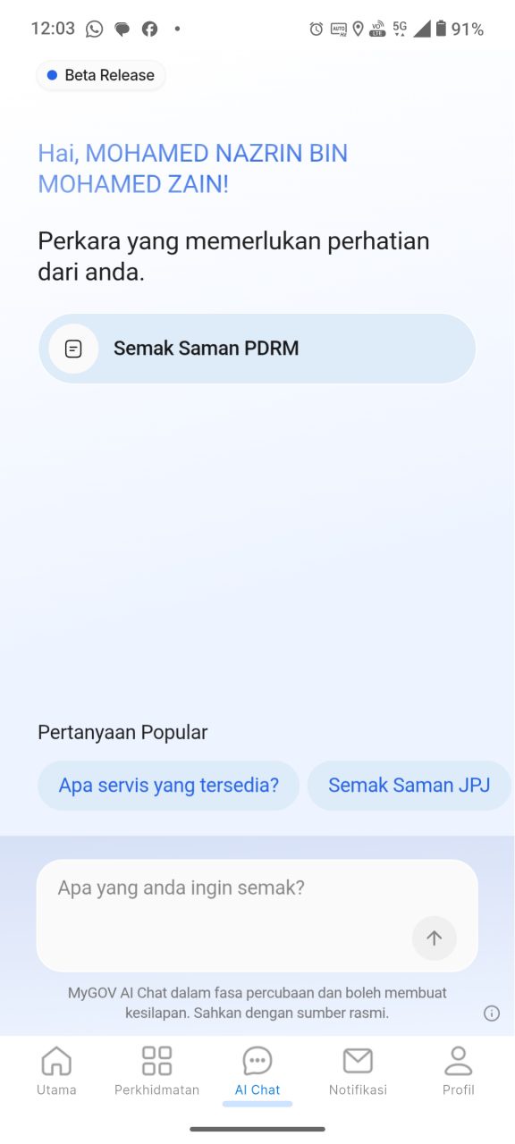 Image from: Aplikasi MyGOV Dikemaskini Dengan Chatbot AI Yang Boleh Menyemak Butiran Antara Jabatan