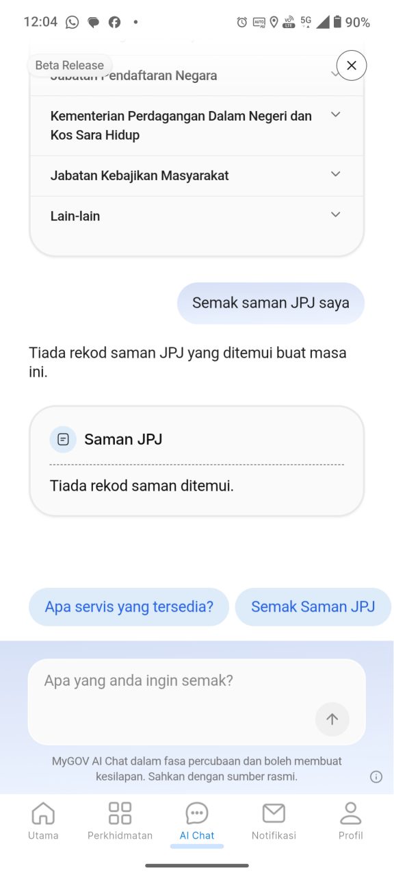 Image from: Aplikasi MyGOV Dikemaskini Dengan Chatbot AI Yang Boleh Menyemak Butiran Antara Jabatan