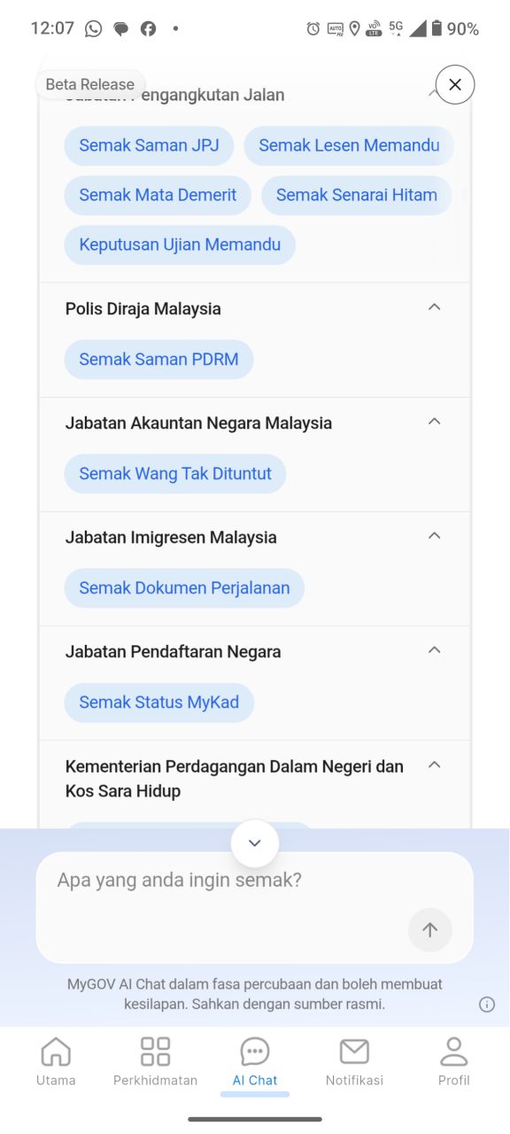 Image from: Aplikasi MyGOV Dikemaskini Dengan Chatbot AI Yang Boleh Menyemak Butiran Antara Jabatan