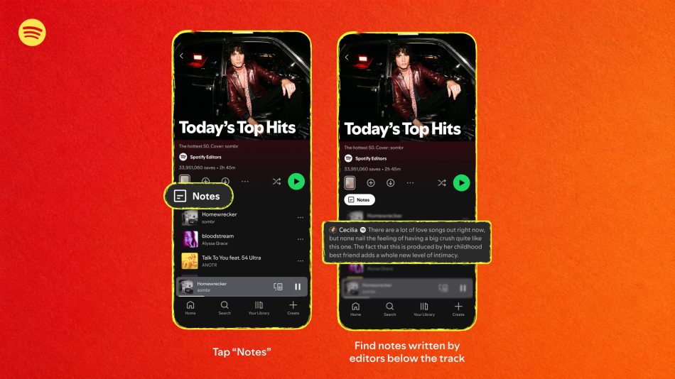 Image from: Spotify Perkenalkan Ciri Nota Dalam Senarai Main