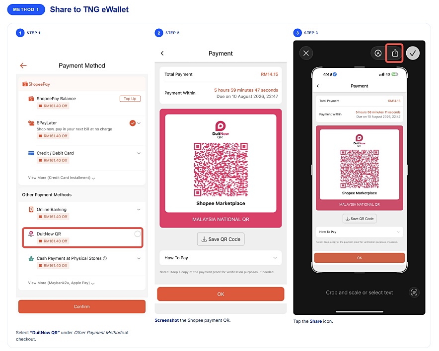 Image from: Pengguna Shopee Kini Boleh Bayar Dengan TNG eWallet Melalui DuitNow QR