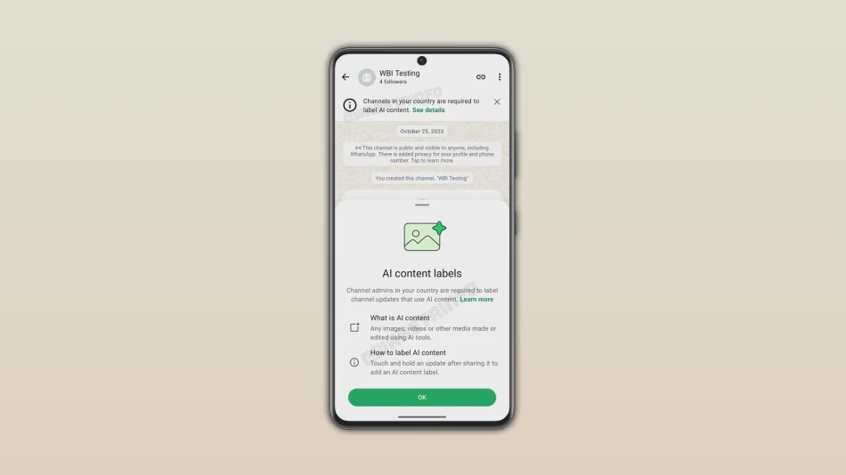 Image from: WhatsApp Bangunkan Label Kandungan AI Untuk Saluran