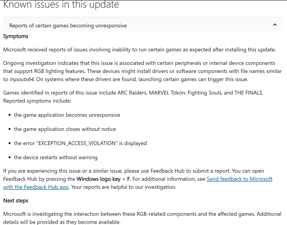 Image from: Aksesori RGB Menyebabkan Isu Permainan Ranap Dengan Kemaskini Windows 11 Terbaru