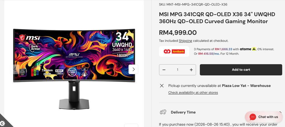 Image from: Monitor MSI MPG 341CQR QD-OLED X36 Kini Di Malaysia Dengan Harga RM4999