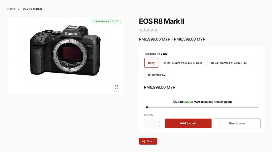 Image from: Canon EOS R8 Mark II Disenaraikan Di Malaysia Dengan Harga Bermula RM6999