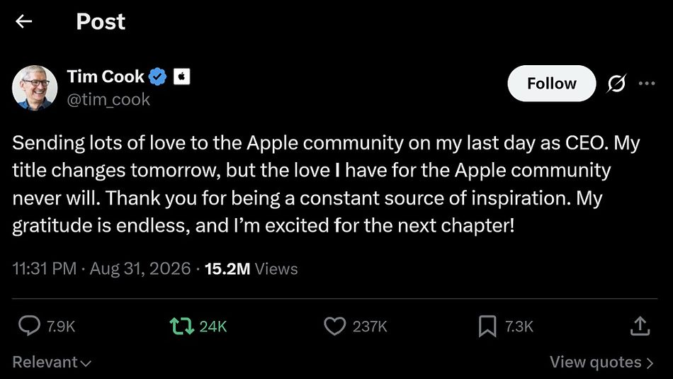 Image from: Era Tim Cook Berakhir – Ucap Terima Kasih Kepada Komuniti Apple