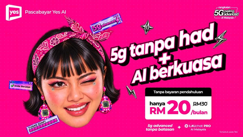 Image from: Yes Lancar Pelan Pascabayar 5G Beserta Langganan ILMUchat Pro – Bermula RM20 Sebulan
