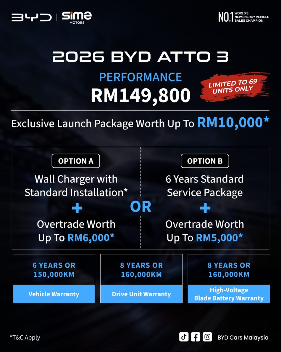 Image from: BYD ATTO 3 Performance 2026 Dilancarkan Dengan Harga RM149,800 – Terhad 69 Unit Sahaja