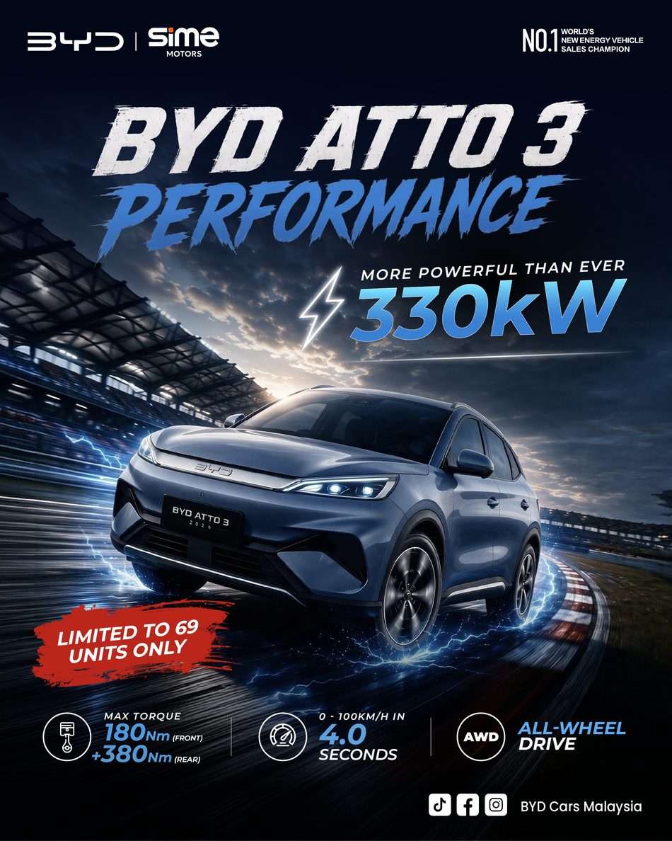 Image from: BYD ATTO 3 Performance 2026 Dilancarkan Dengan Harga RM149,800 – Terhad 69 Unit Sahaja
